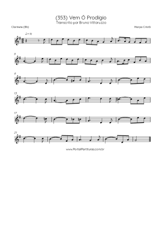 Harpa Cristã (353) Vem Ó Prodígio score for Clarinet (Bb)