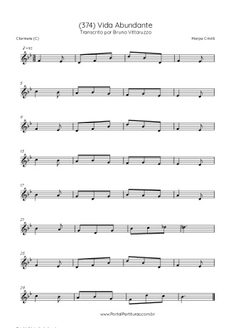 Harpa Cristã (374) Vida Abundante score for Clarinet (C)