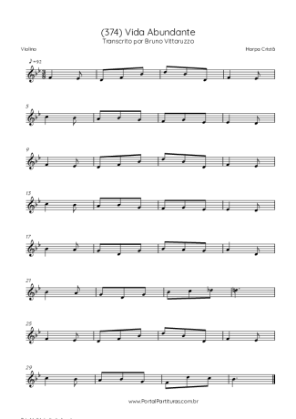 Harpa Cristã (374) Vida Abundante score for Violin