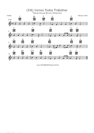 Harpa Cristã (376) Vamos Todos Trabalhar score for Acoustic Guitar