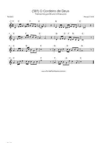 Harpa Cristã (381) O Cordeiro De Deus score for Keyboard