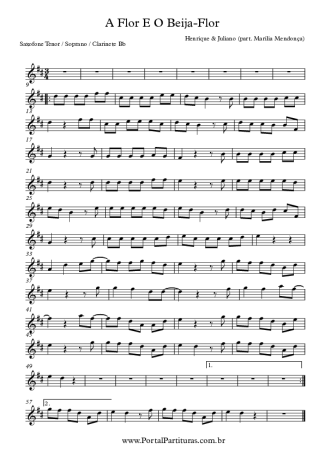 Henrique e Juliano A Flor e o Beija-Flor score for Tenor Saxophone Soprano (Bb)