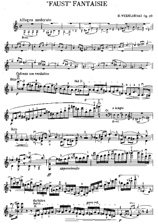 Henryk Wieniawski  score for Violin