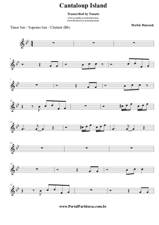 Herbie Hancock Cantaloup Island score for Tenor Saxophone Soprano (Bb)