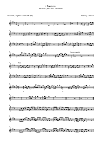 Hillsong United Oceans score for Clarinet (Bb)