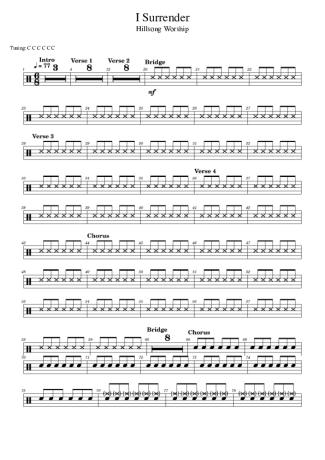 Hillsong Worship I Surrender score for Drums
