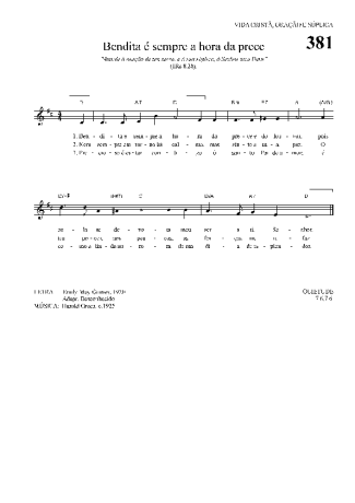 Hinário Para o Culto Cristão Bendita é Sempre A Hora Da Prece score for Keyboard