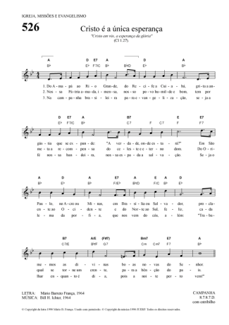 Hinário Para o Culto Cristão Cristo é A única Esperança score for Keyboard