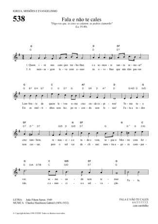 Hinário Para o Culto Cristão Fala E Não Te Cales score for Keyboard