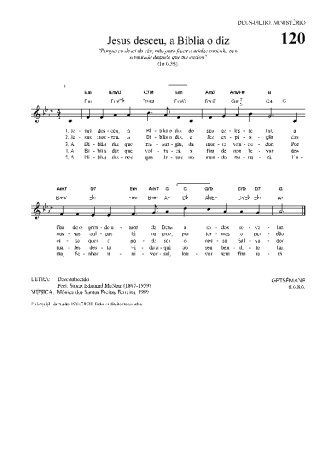 Hinário Para o Culto Cristão Jesus Desceu A Bíblia O Diz score for Keyboard