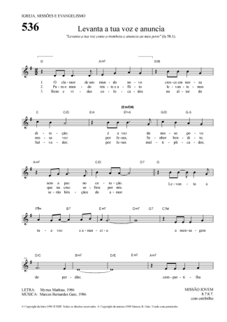 Hinário Para o Culto Cristão Levanta A Tua Voz E Anuncia score for Keyboard