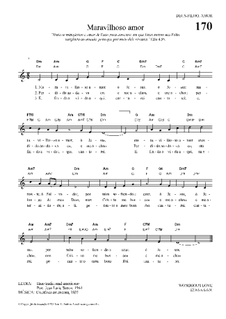 Hinário Para o Culto Cristão Maravilhoso Amor score for Keyboard