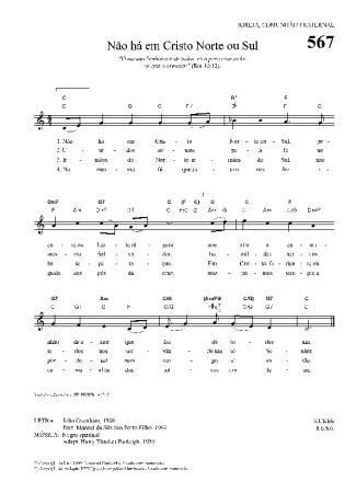 Hinário Para o Culto Cristão Não Há Cristo Norte Ou Sul score for Keyboard