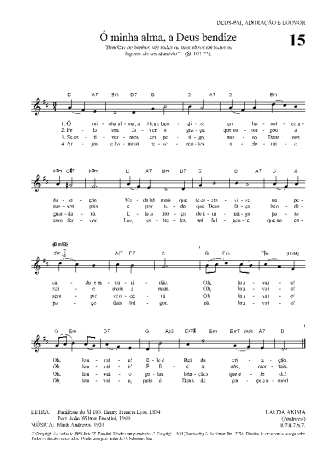 Hinário Para o Culto Cristão Ó Minha Alma, A Deus Bendize score for Keyboard