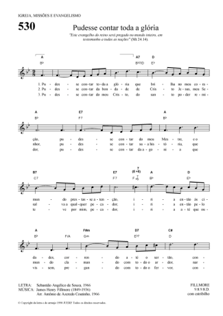 Hinário Para o Culto Cristão Pudesse Contar Toda A Glória score for Keyboard