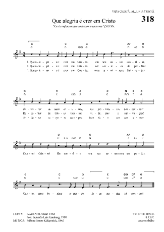 Hinário Para o Culto Cristão Que Alegria é Crer Em Cristo score for Keyboard