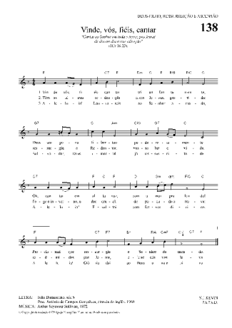 Hinário Para o Culto Cristão Vinde Vós Fiéis Cantar score for Keyboard