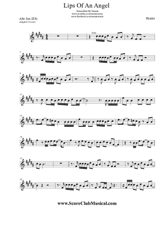 Hinder  score for Alto Saxophone