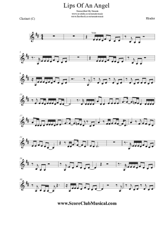 Hinder  score for Clarinet (C)