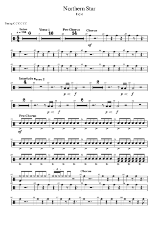 Hole Northern Star score for Drums
