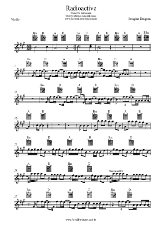 Imagine Dragons Radioactive - Teclado score for Acoustic Guitar