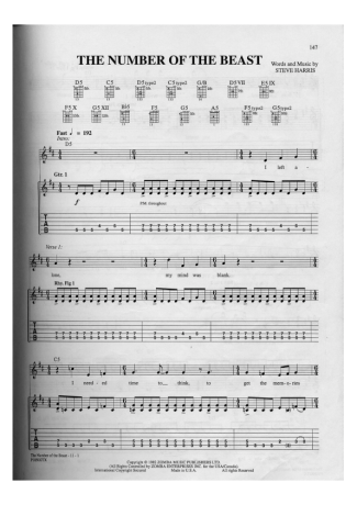 Iron Maiden  score for Guitar