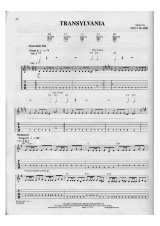 Iron Maiden  score for Guitar