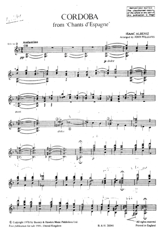 Isaac Albéniz  score for Acoustic Guitar