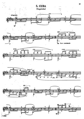 Isaac Albéniz Cuba score for Acoustic Guitar