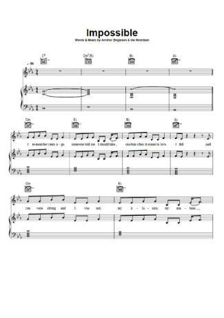 James Arthur Impossible score for Piano