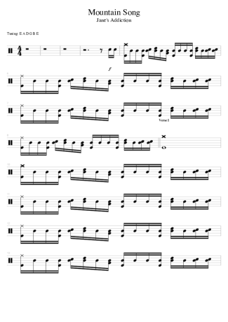 Jane´s Addiction Mountain Song score for Drums