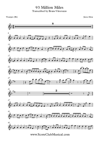 Jason Mraz  score for Trumpet