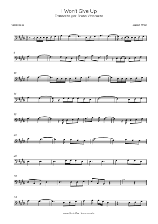 Jason Mraz I Won´t Give Up score for Cello