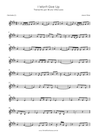 Jason Mraz  score for Clarinet (C)