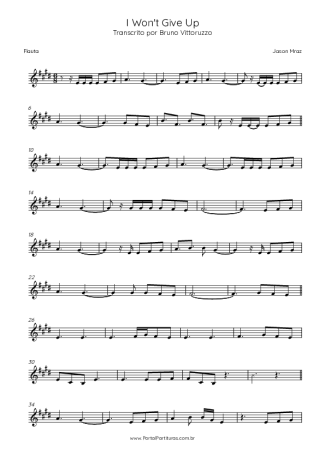 Jason Mraz I Won´t Give Up score for Flute