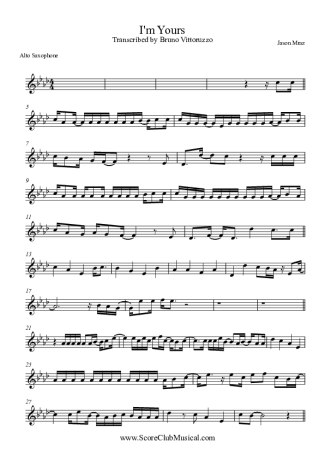 Jason Mraz  score for Alto Saxophone