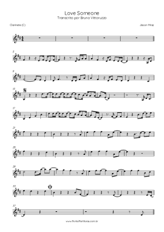 Jason Mraz  score for Clarinet (C)