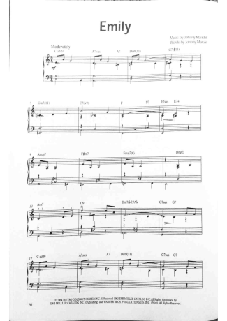 Jazz Standard Emily score for Piano