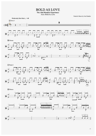 Jimi Hendrix  score for Drums