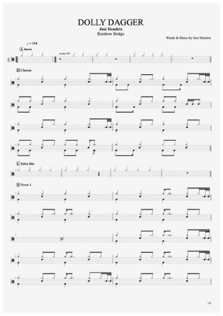 Jimi Hendrix  score for Drums