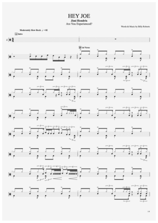 Jimi Hendrix  score for Drums