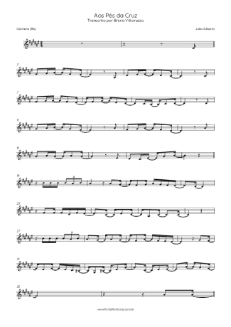 João Gilberto Aos Pés Da Cruz score for Clarinet (Bb)