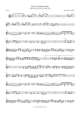 João Paulo & Daniel Estou Apaixonado score for Violin