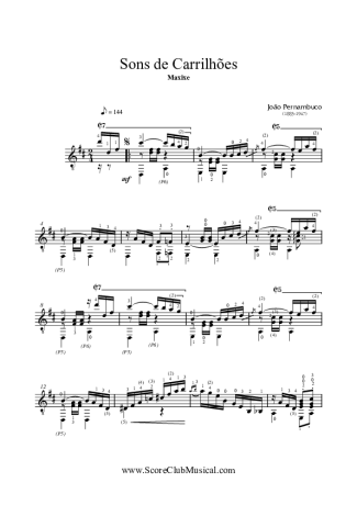 João Pernambuco Sons de Carrilhões (Maxixe) score for Acoustic Guitar