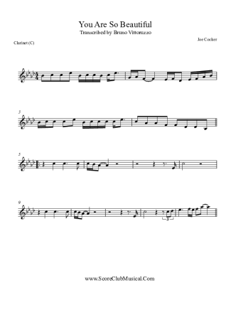 Joe Cocker  score for Clarinet (C)