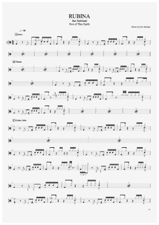 Joe Satriani Rubina score for Drums