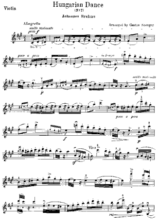 Johannes Brahms  score for Violin