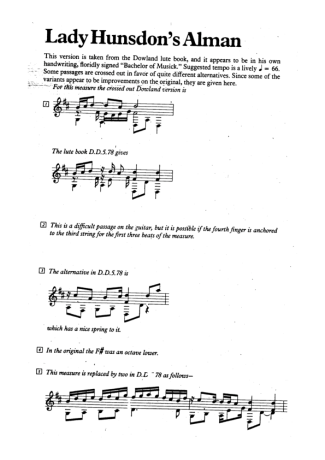 John Dowland  score for Acoustic Guitar