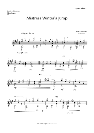 John Dowland Mistress Winters Jump score for Acoustic Guitar