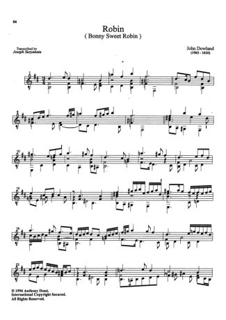 John Dowland Robin (Bonny Sweet Robin) score for Acoustic Guitar